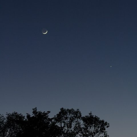 三日月と金星