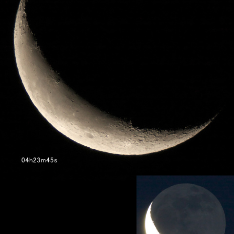 月齢25.7の月と地球照