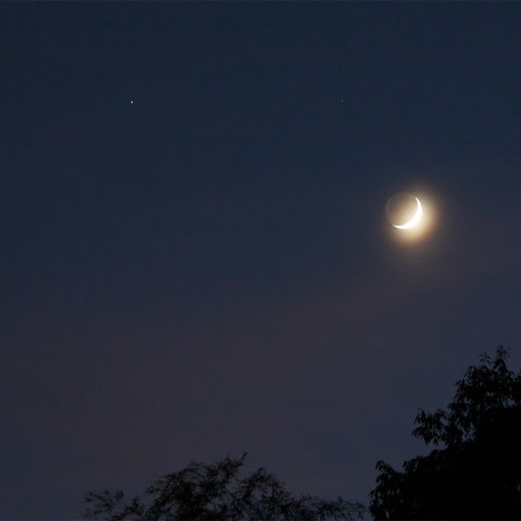 月と土星の接近（月齢3.7）