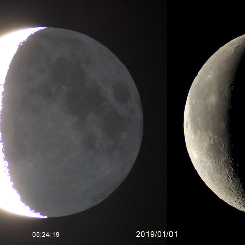 2019年 元日の月（月齢 24.5）