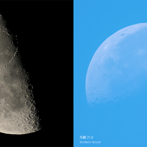 6月25日の月 (月齢 21.3~6)