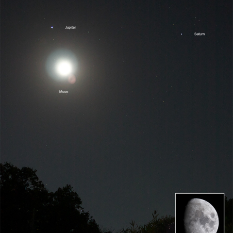 月と木星の接近＋土星