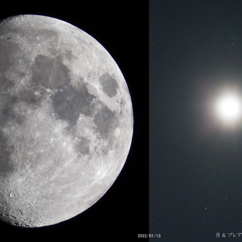 月齢 10.6＋プレアデス星団＆ヒアデス星団