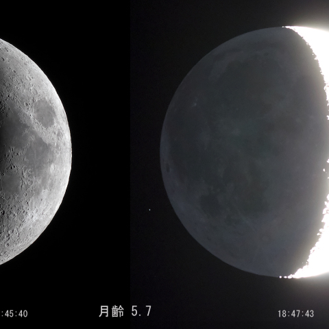 月齢 5.7（地球照）