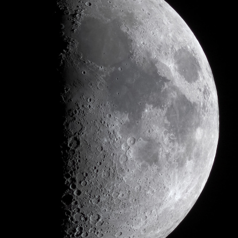 上弦（月齢 7.7）月面X