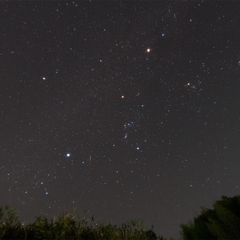 冬の星座と火星＋Envisat（人工衛星）