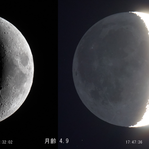 月齢 4.9（地球照）