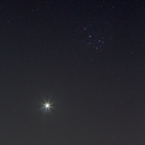 金星とプレアデス星団