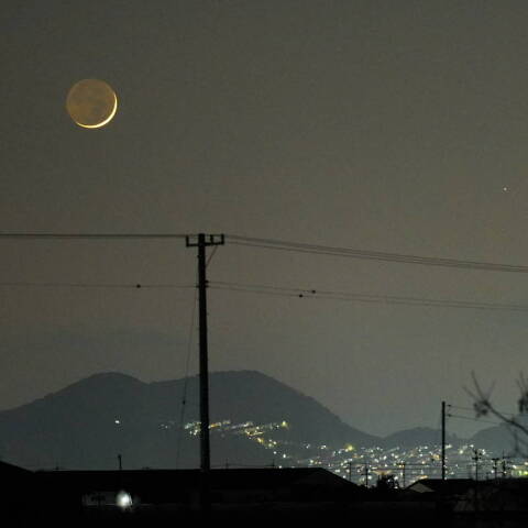 西空の月と水星