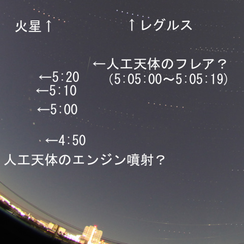 人工天体のエンジン噴射？（拡大版）