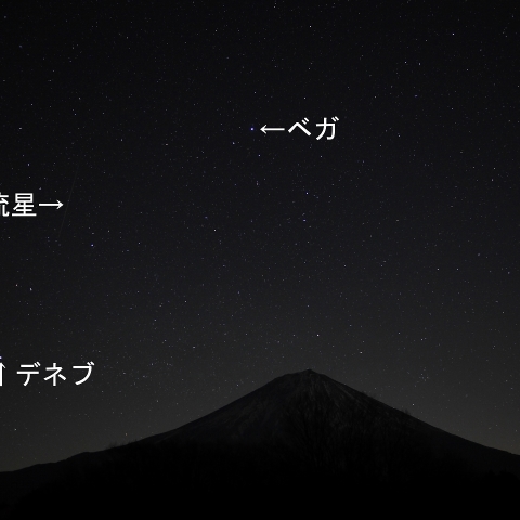 富士山上空の流星