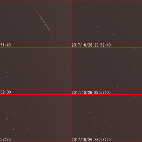 2017年10月26日23時51分の低速流星と流星痕