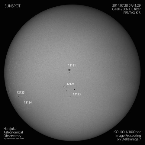 ７月28日の太陽黒点