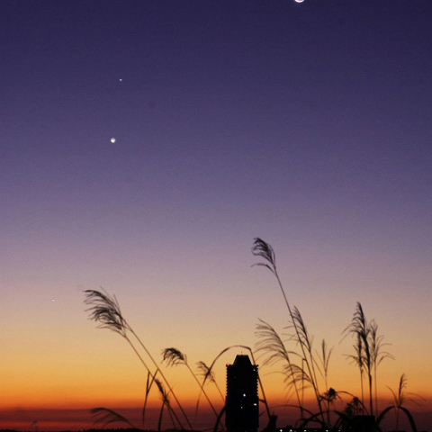月と水・金・土星のランデブー