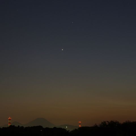 富士山と土星金星の接近