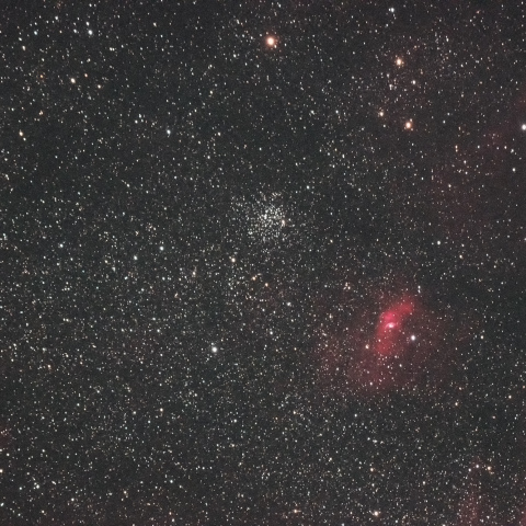 散開星団M52、バブル星雲