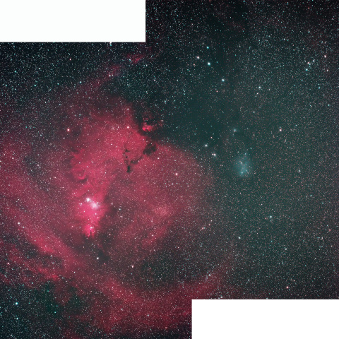 コーン星雲、かたつむり星雲モザイク合成