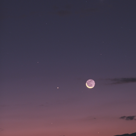 月と水星と金星のランデブー