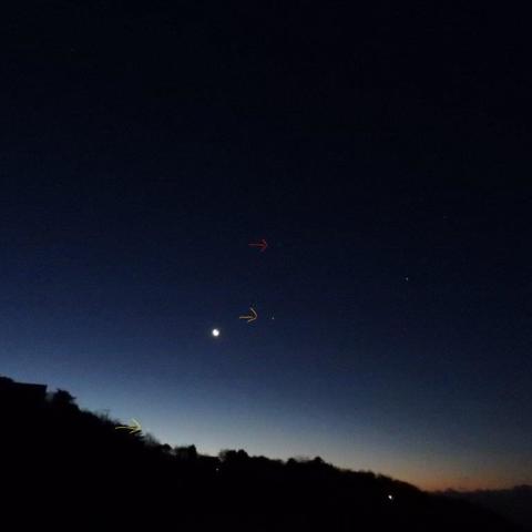 土星、水星、月、アンタレス