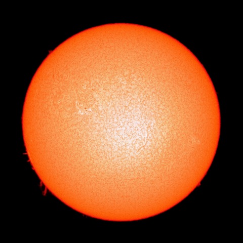 １月５日の太陽面（Ｈα像）