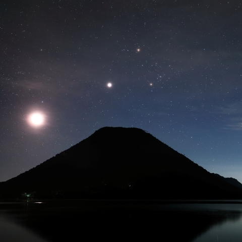 月と木星と火星の会合　おうし座にて