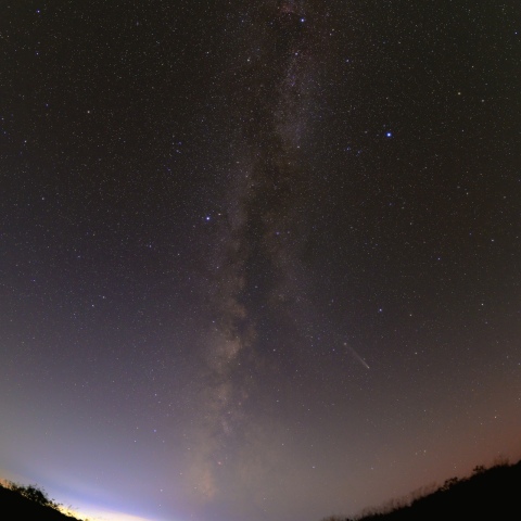 夏の大三角と紫金山アトラス彗星