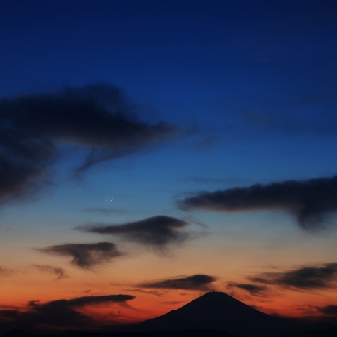 富士山と月･水･金星