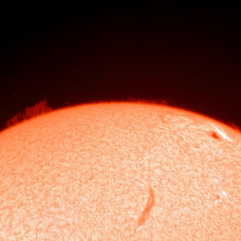 7月7日の黒点とプロミネンス