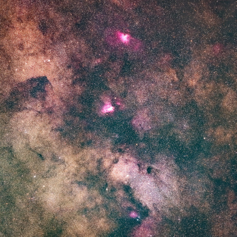 いて座の銀河　M16、M17、バンビの横顔 周辺