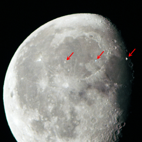 春の椿事？　ISS月面通過