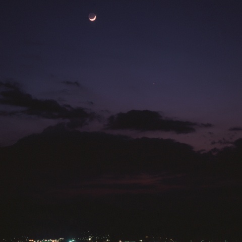 月と東方最大離角前の水星