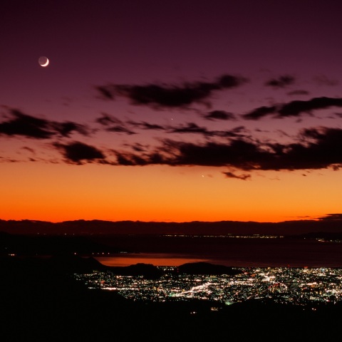 水星と金星　そして月と夜景