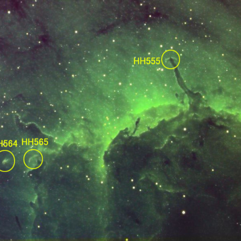 ペリカン星雲ハービッグ・ハロー天体