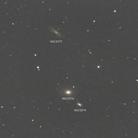 NGC5574,5576,5577　（おとめ座の銀河3態）