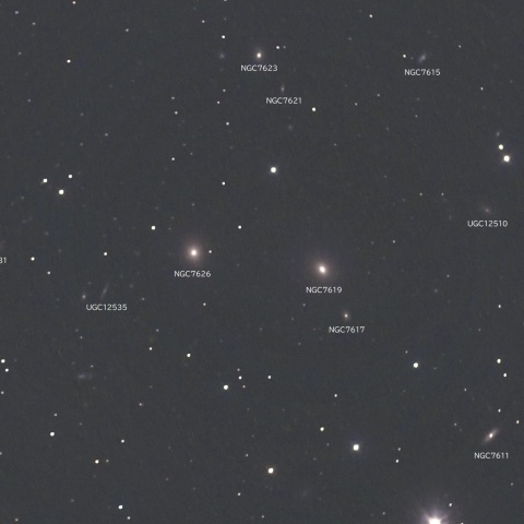 NGC7619,7626など（ペガスス座の銀河）