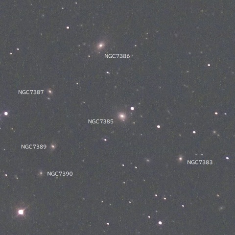 NGC7385,7386付近（ペガスス座の銀河群）