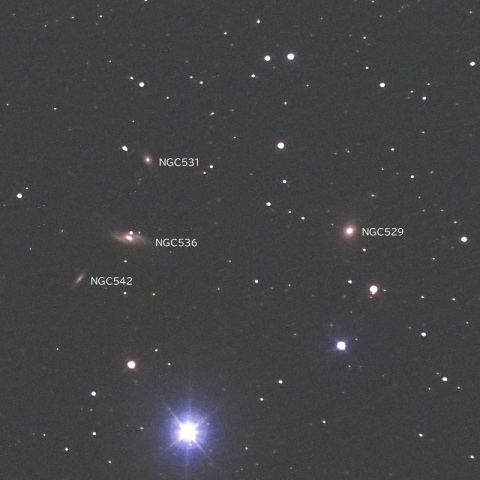 NGC529,536付近（アンドロメダ座の銀河群）