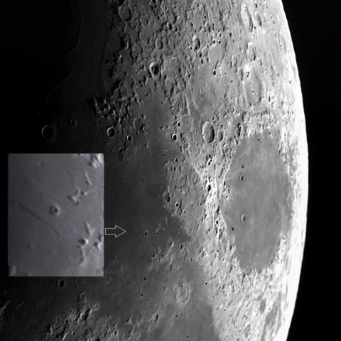 月齢5.3 コーシー谷とコーシー崖 2020/4/28
