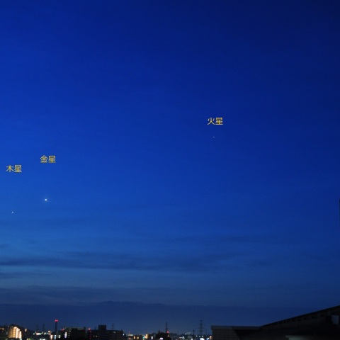 明け方に集まる四惑星と月 2022/4/28