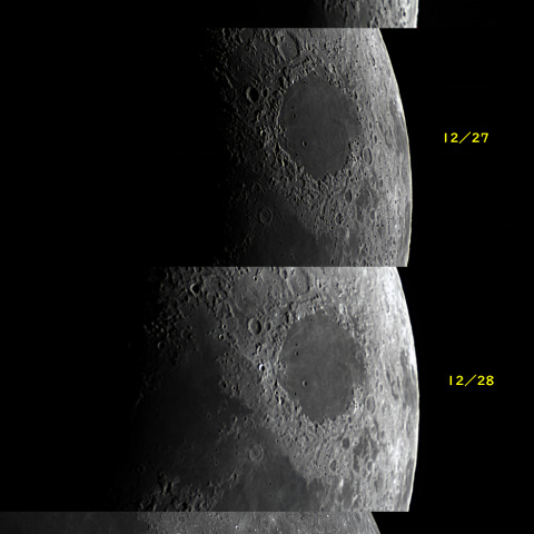 月の東縁の変化 2022/12/26~31