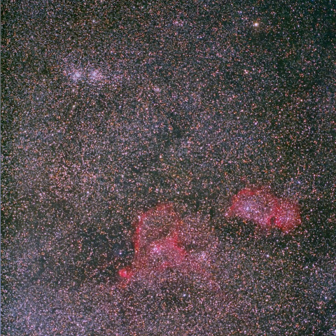 二重星団とIC1850、IC1848