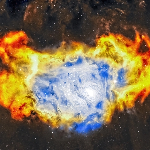 M8 Lagoon nebula in SHO Hubble palette