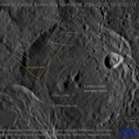 2024/02/17 UT 月 SLIM着陸地点(写真の推定画角)