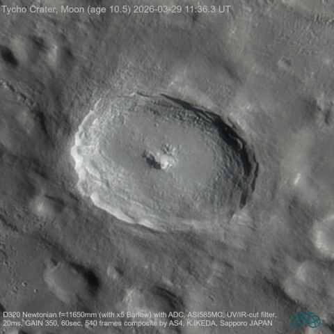 2026-03-29 UT 月面(10.5) ティコクレーター