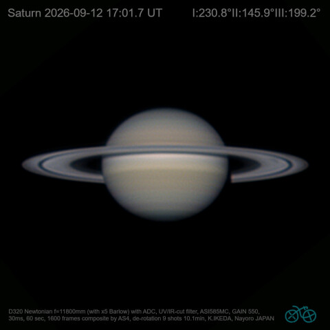 2026-09-12 UT 土星(環derotation OFF)