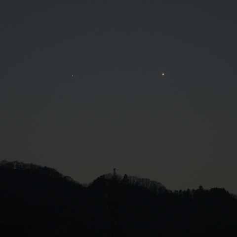 夕暮れの金星と土星