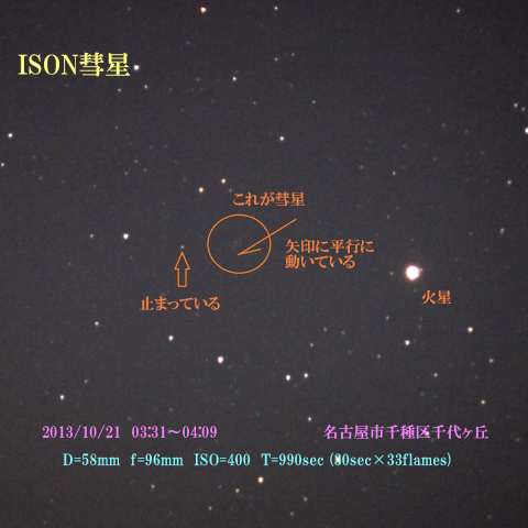 ISON彗星2013/10/21移動確認