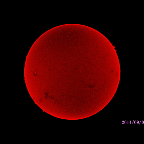 太陽　2014/09/07  (1/5)  Hα R-B