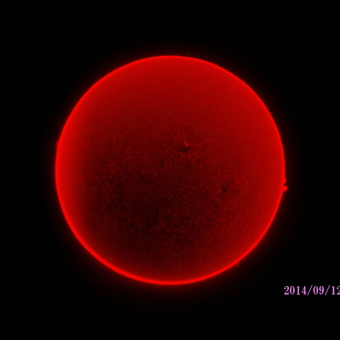 太陽　2014/09/12　(1/5)  Hα　R-B