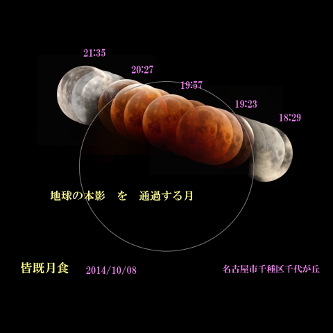 地球の本影を通過する月